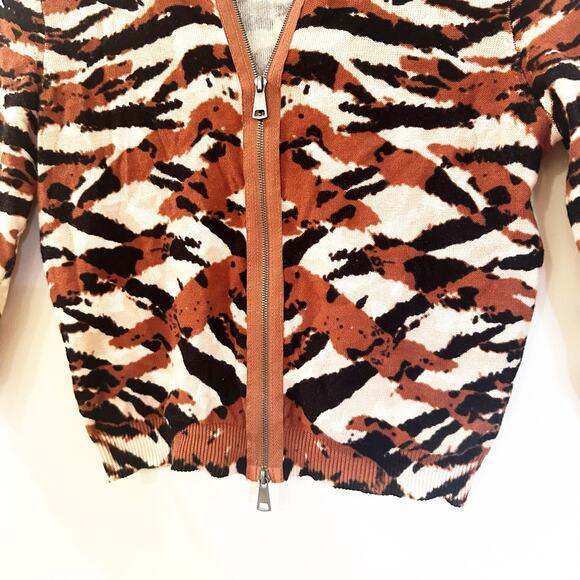Tracy Reese Animal Print Cardigan sz S double zip - Picture 3 of 7